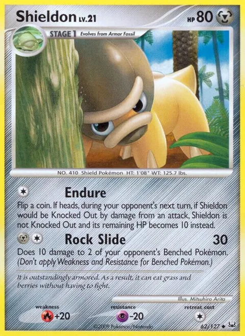 Shieldon #62/127 Pokémon card from Platinum