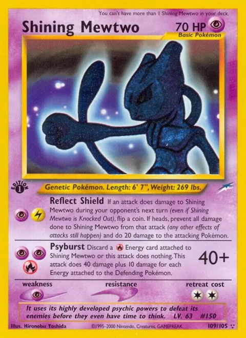 Shining Mewtwo #109/105 Unlimited Holofoil Pokémon card from Neo Destiny