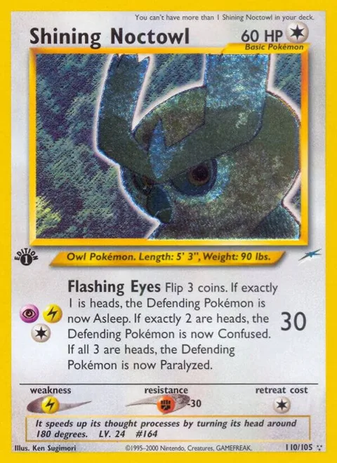 Shining Noctowl #110/105 1st Edition Holofoil Pokémon card from Neo Destiny