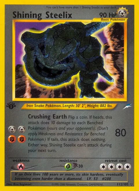 Shining Steelix #112/105 1st Edition Holofoil Pokémon card from Neo Destiny