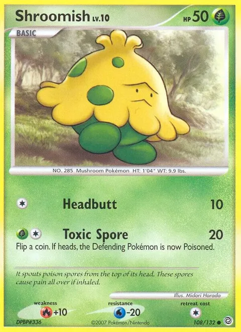 Shroomish #108/132 Reverse Holofoil Pokémon card from Secret Wonders