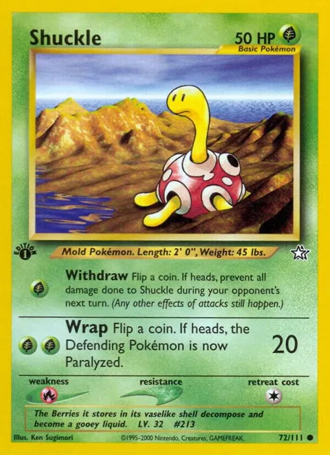 Shuckle #072/111 1st Edition Pokémon card from Neo Genesis
