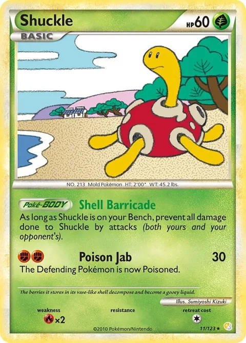 Shuckle #11/123 Holofoil Pokémon card from HeartGold SoulSilver