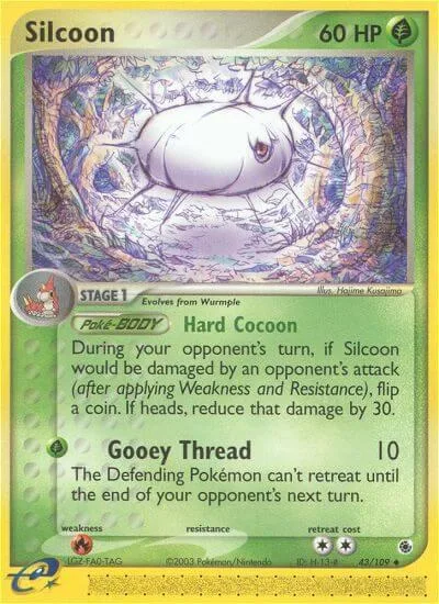 Silcoon #43/109 Pokémon card from EX Ruby and Sapphire