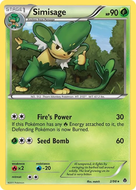 Simisage #2/98 Pokémon card from Emerging Powers