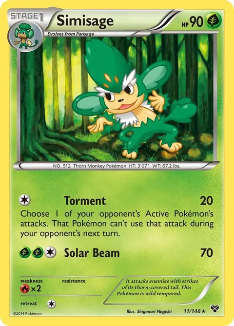 Simisage #11/146 Pokémon card from XY Base Set