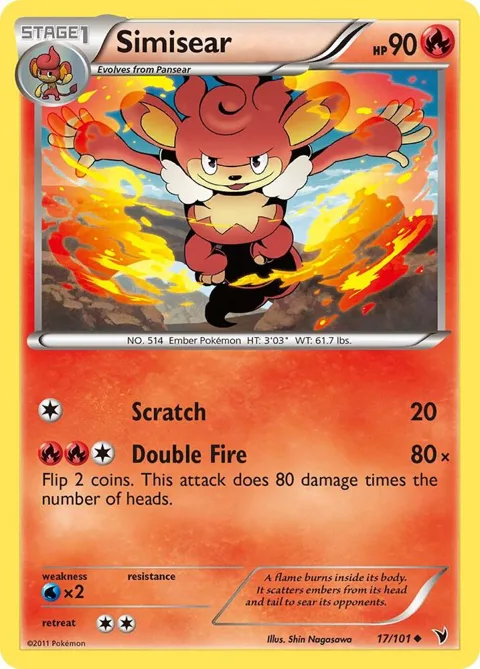 Simisear #17/101 Pokémon card from Noble Victories