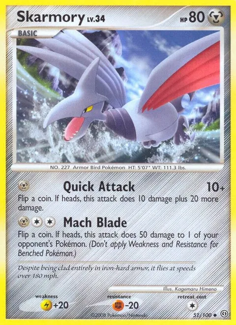Skarmory #51/100 Pokémon card from Stormfront