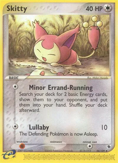 Skitty #44/109 Pokémon card from EX Ruby and Sapphire