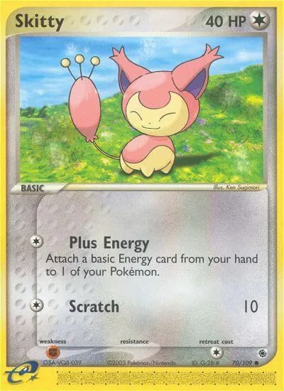 Skitty #70/109 Pokémon card from EX Ruby and Sapphire