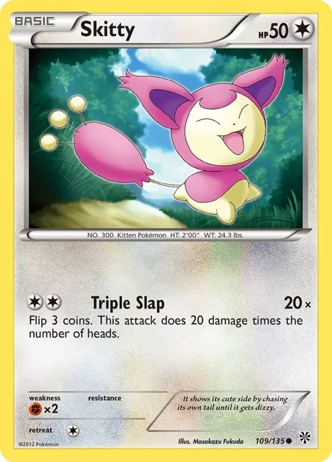 Skitty #109/135 Reverse Holofoil Pokémon card from Plasma Storm