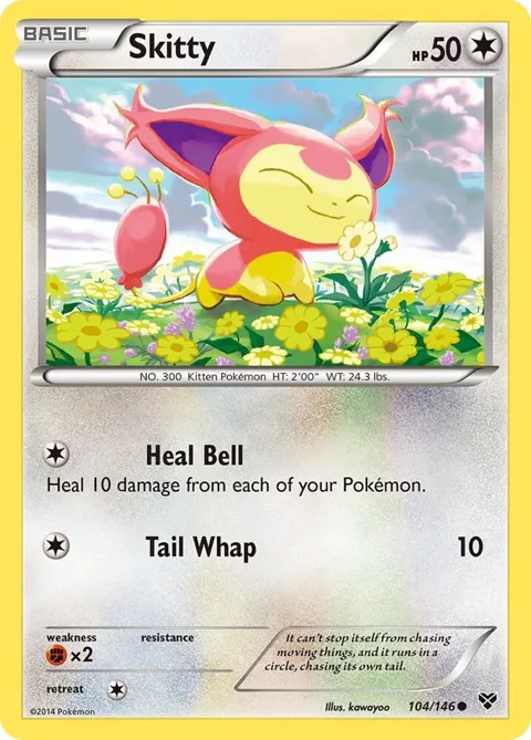 Skitty #104/146 Reverse Holofoil Pokémon card from XY Base Set