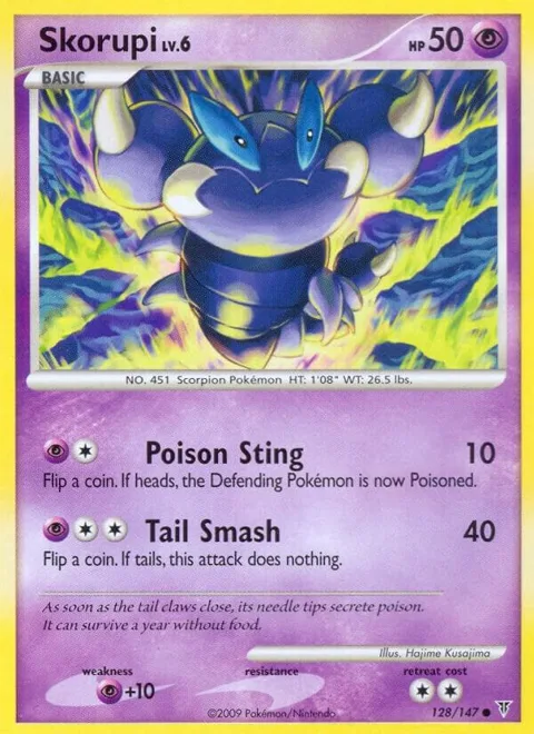 Skorupi #128 Pokémon card from Supreme Victors
