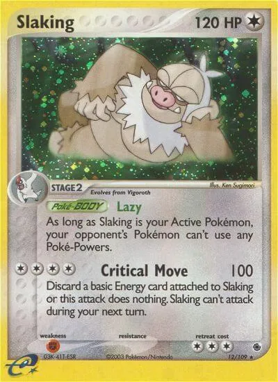 Slaking #12/109 Reverse Holofoil Pokémon card from EX Ruby and Sapphire
