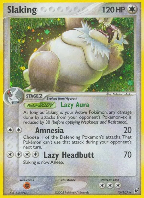 Slaking #15/107 Holofoil Pokémon card from EX Deoxys