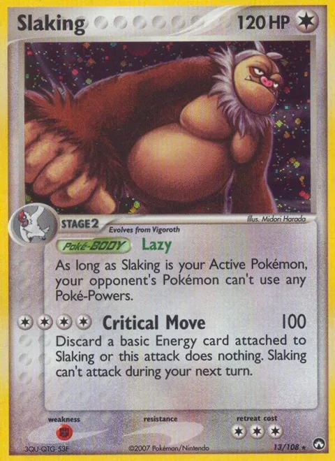 Slaking #13/108 Holofoil Pokémon card from EX Power Keepers