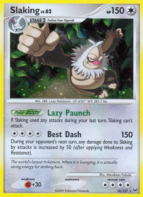 Slaking #16/127 Reverse Holofoil Pokémon card from Platinum