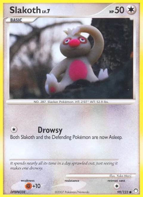 Slakoth #99/123 Reverse Holofoil Pokémon card from Mysterious Treasures