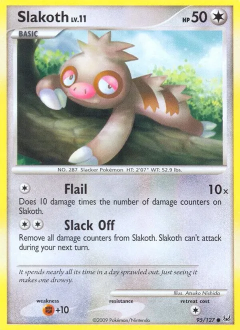 Slakoth #95/127 Reverse Holofoil Pokémon card from Platinum