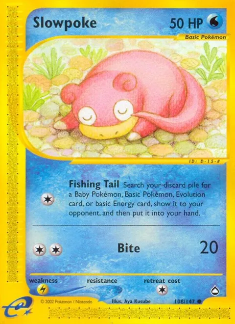 Slowpoke #108/147 Pokémon card from Aquapolis