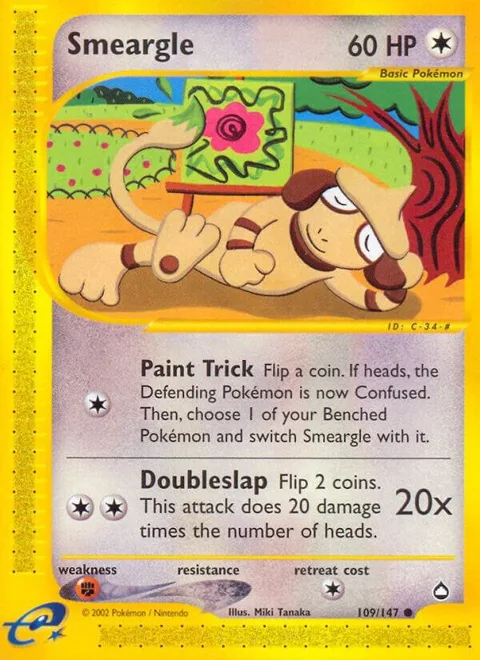 Smeargle #109/147 Reverse Holofoil Pokémon card from Aquapolis