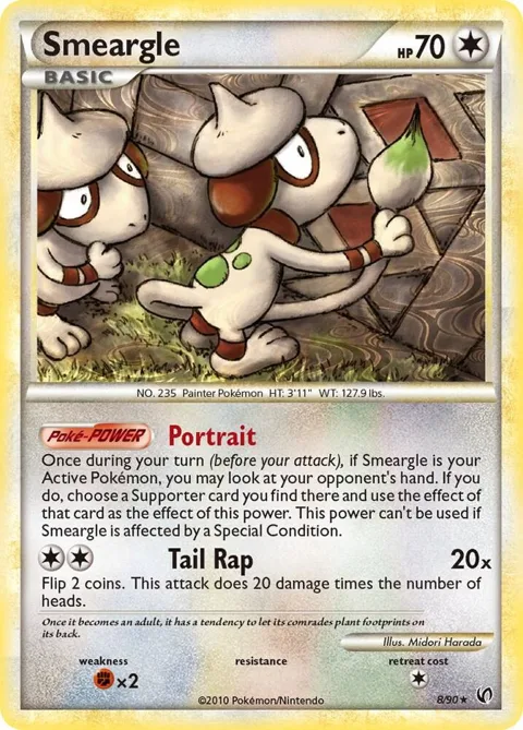 Smeargle #8/90 Reverse Holofoil Pokémon card from Undaunted