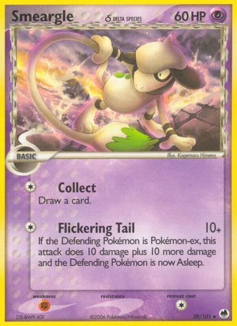 Smeargle Delta Species #39/101 Pokémon card from EX Dragon Frontiers
