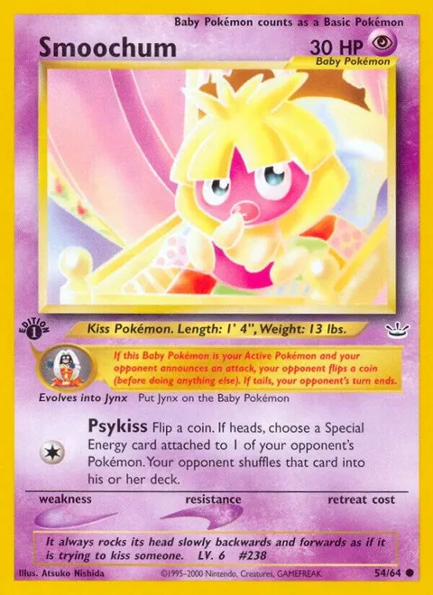 Smoochum #54/64 Unlimited Pokémon card from Neo Revelation