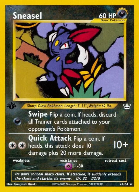 Sneasel #24/64 1st Edition Pokémon card from Neo Revelation