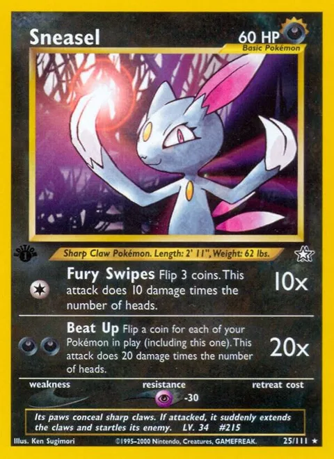 Sneasel #025/111 1st Edition Pokémon card from Neo Genesis