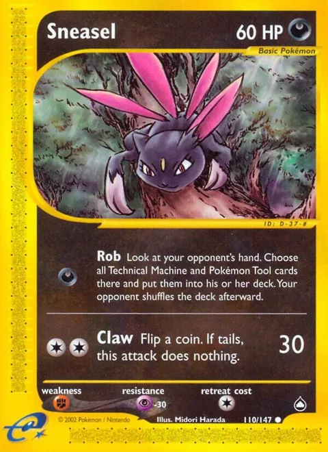 Sneasel #110/147 Pokémon card from Aquapolis