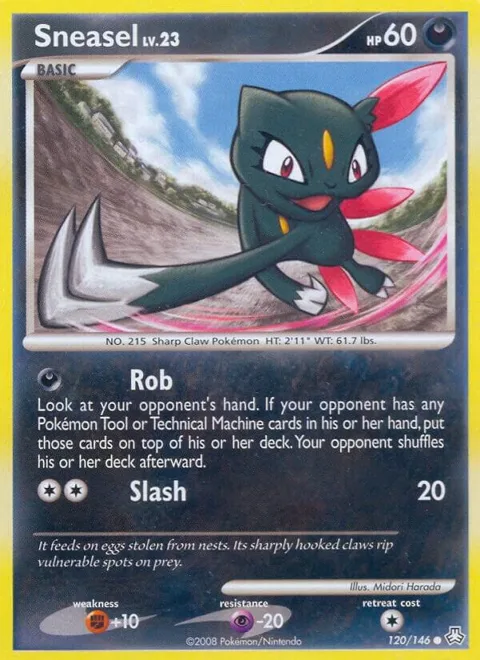 Sneasel #120/146 Reverse Holofoil Pokémon card from Legends Awakened
