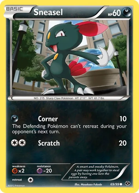 Sneasel #69/99 Reverse Holofoil Pokémon card from Next Destinies