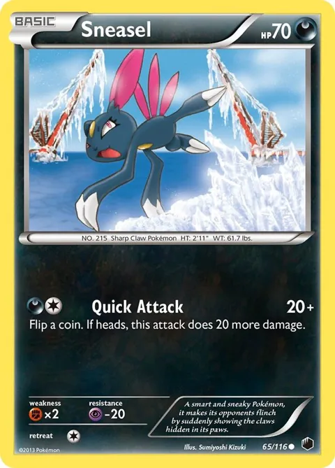 Sneasel #65/116 Reverse Holofoil Pokémon card from Plasma Freeze