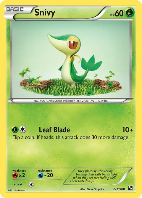 Snivy 2 #2/114 Pokémon card from Black and White