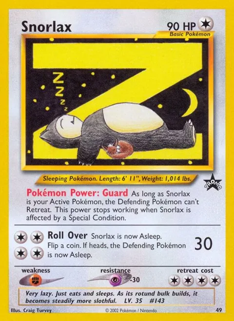 Snorlax #49/53 Pokémon card from WoTC Promo