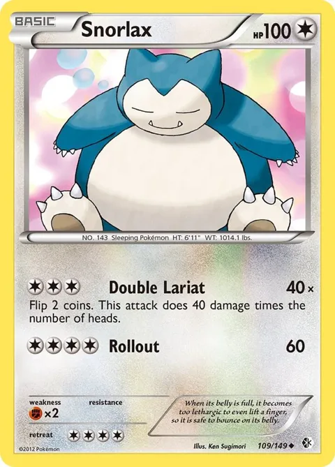 Snorlax #109/149 Reverse Holofoil Pokémon card from Boundaries Crossed