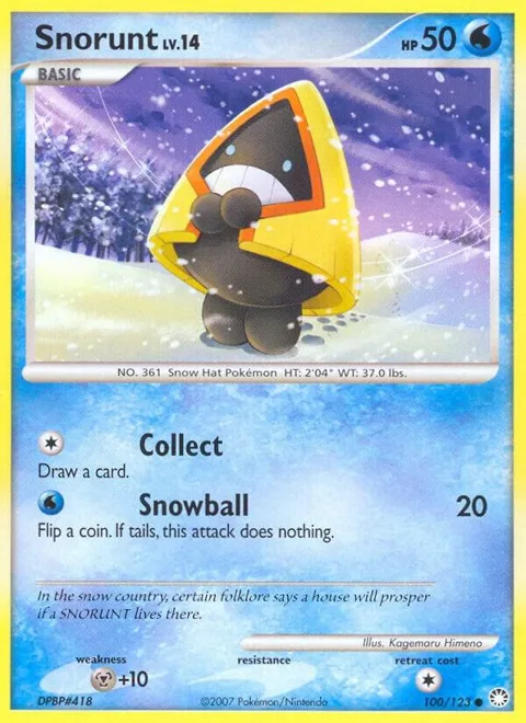 Snorunt #100/123 Reverse Holofoil Pokémon card from Mysterious Treasures