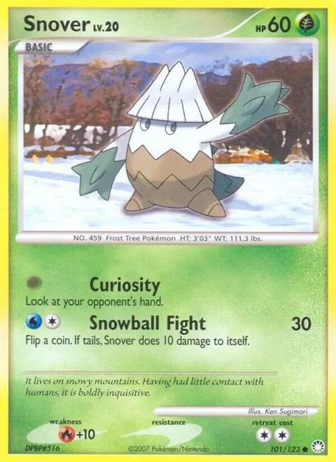 Snover #101/123 Reverse Holofoil Pokémon card from Mysterious Treasures