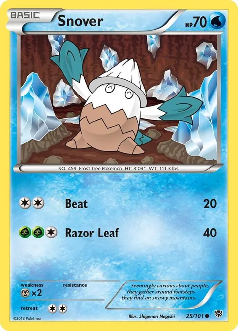 Snover #25/101 Pokémon card from Plasma Blast