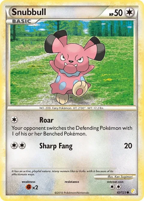 Snubbull #82/123 Pokémon card from HeartGold SoulSilver