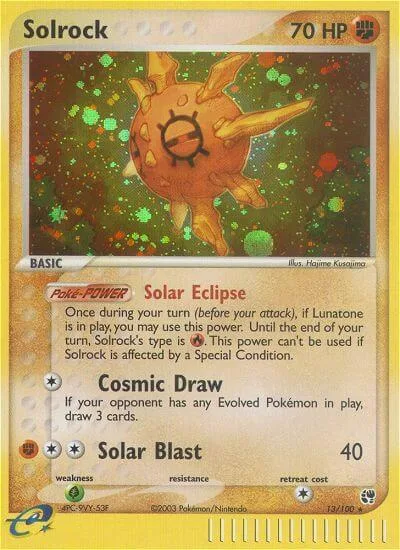 Solrock #13/100 Reverse Holofoil Pokémon card from EX Sandstorm