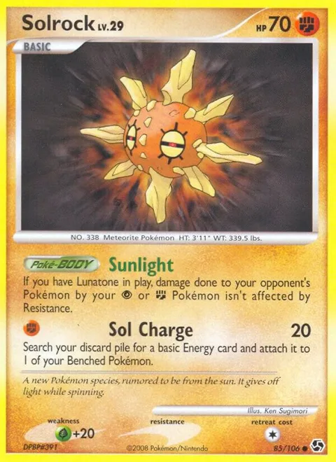 Solrock #85/106 Reverse Holofoil Pokémon card from Great Encounters