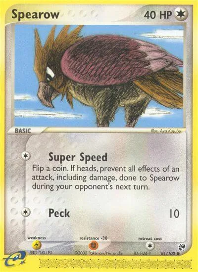 Spearow #81/100 Reverse Holofoil Pokémon card from EX Sandstorm