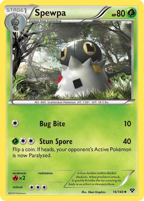 Spewpa #16/146 Reverse Holofoil Pokémon card from XY Base Set
