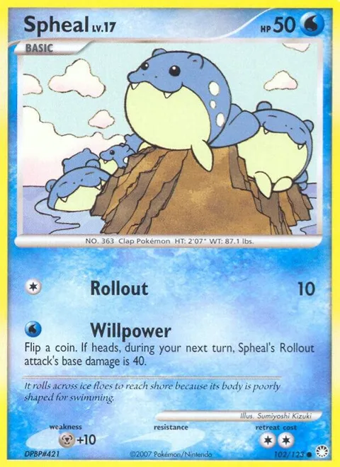 Spheal #102/123 Pokémon card from Mysterious Treasures