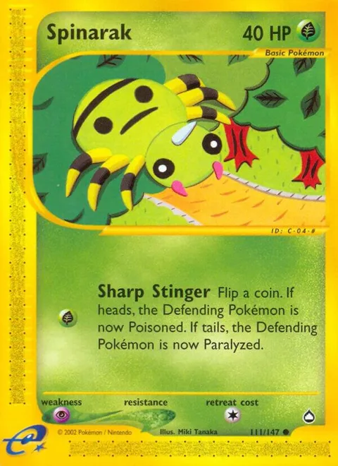 Spinarak 111 #111/147 Pokémon card from Aquapolis