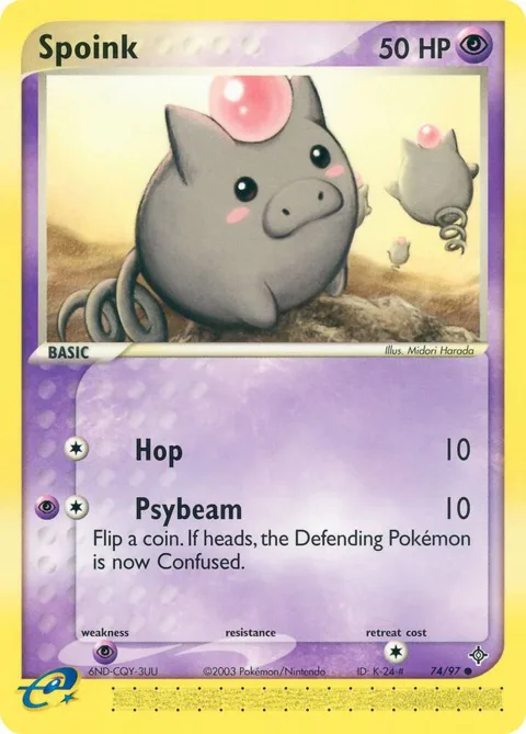 Spoink #74/97 Reverse Holofoil Pokémon card from EX Dragon