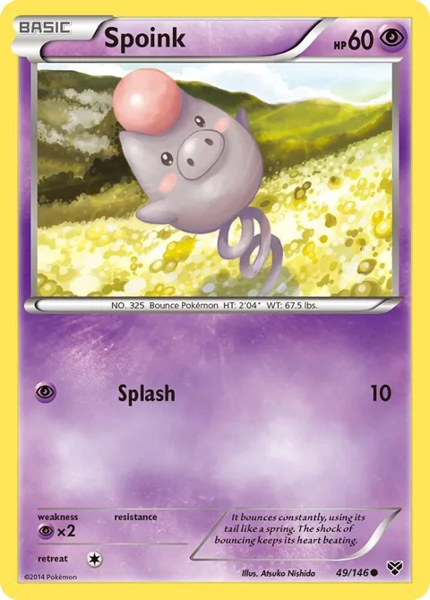 Spoink #49/146 Reverse Holofoil Pokémon card from XY Base Set