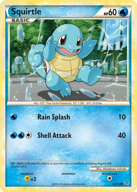 Squirtle #63/95 Reverse Holofoil Pokémon card from Unleashed
